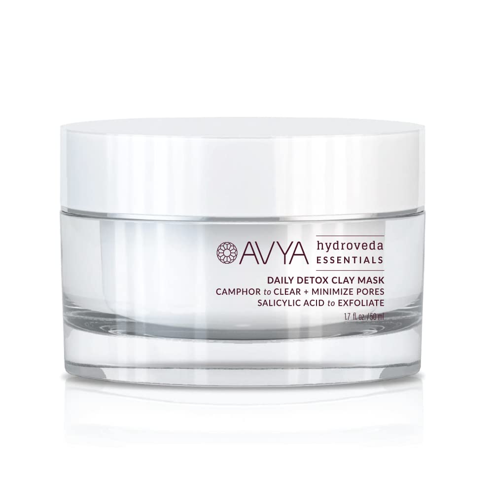 AVYA Hydroveda Essentials Daily Detox Clay Mask (1.7oz) - Bentonite Clay Treatment for Blemishes & Calming Camphor for Inflammation/Remove Impurities Beauty & Personal Care Avya Skincare