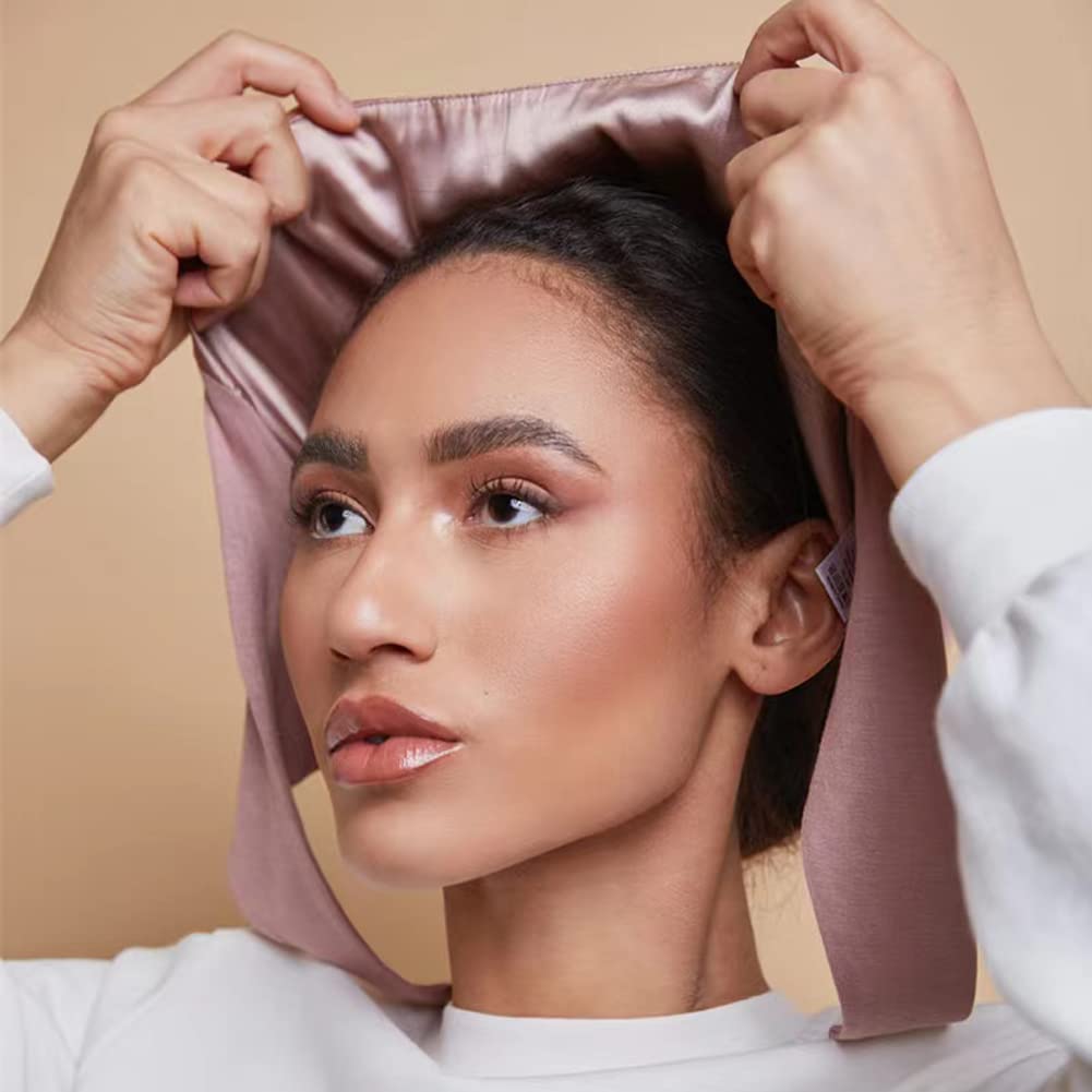Belsen Satin Bonnet Silk Bonnet Sleep Cap Satin Lined Slouchy Beanie Night Sleeping Hat Adjustable for Curly Hair (Pink) Beauty and Personal Care Belsen