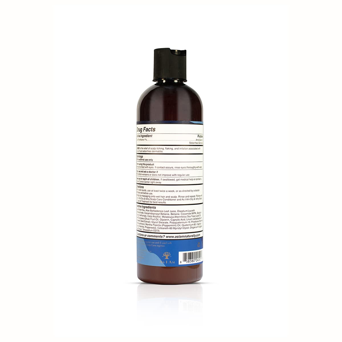 As I Am Dry & Itchy Scalp Care Shampoo - 12 ounce - Fights Dandruff and Seborrheic Dermatitis - Enriched with Zinc Pyrithione, Olive Oil, and Tea Tree