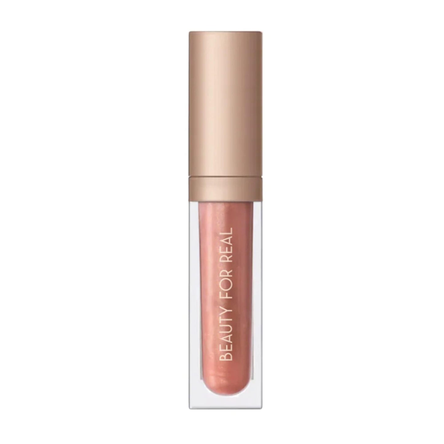 Beauty For Real Lip Gloss + Shine, Plumping High Shine Hydrating Gloss, Turned On, Sheer Lip Bite Nude, Light + Mirror, Cruelty Free, 0.15 fl oz Beauty & Personal Care Beauty For Real