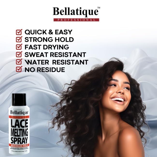 BELLATIQUE Lace Melting Spray (8.45 oz) - Maximum Hold. Flawless Edges, Quick & Easy, Fast Drying, Humidity Resistant, Sweat Resistant, All Day Hold Beauty & Personal Care BELLATIQUE