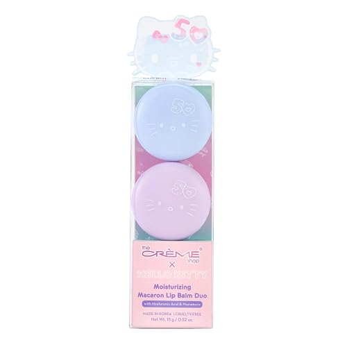 The Crème Shop x Hello Kitty Plumping Moisturizing Macaron Lip Balm, Hydrating Korean Lip Balm, 50th Year Anniversary Limited Edition Duo Lip Beauty & Personal Care The Crème Shop