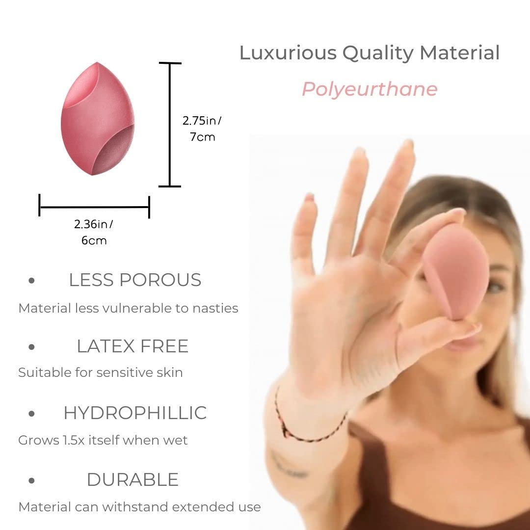 6 piece Rose Pink Makeup Sponge Set - Brush Bubble dual angled beauty sponge for blending liquid foundations, powders & creams, get a flawless blended Beauty & Personal Care brush bubble