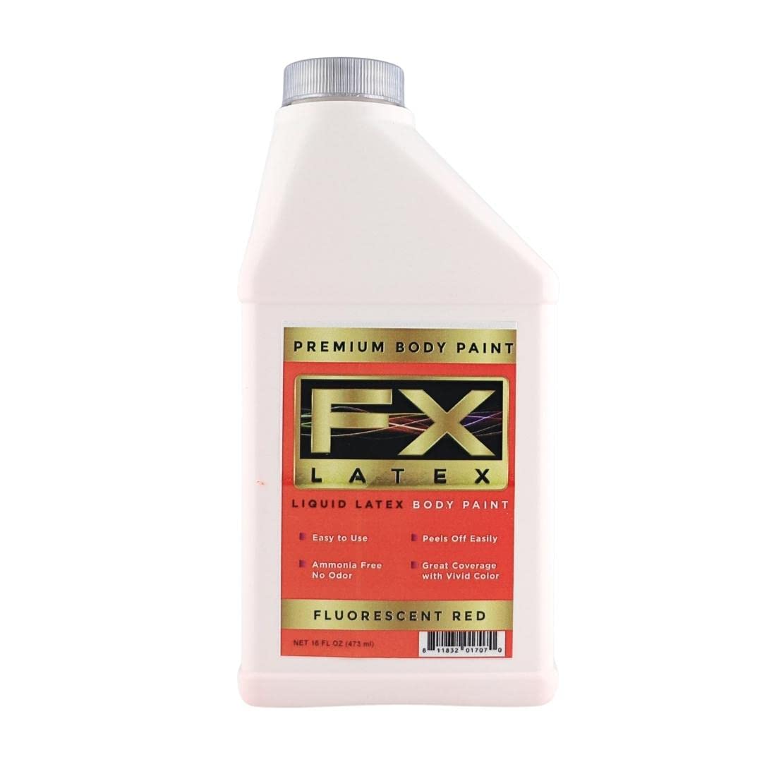 Liquid Latex - Face and Body Paint, Ammonia Free, Easy On and Off, Cosplay Makeup, Create Professional Monster, Zombie Arts 16 Oz (Fluorescent Red) Beauty & Personal Care Liquid Latex Fashions
