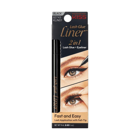 KISS Lash GLUEliner, 2-in-1 Felt-Tip Eyelash Adhesive and Eyeliner, Matte Finish, Foolproof Application, Easy Touch-Up, 0.03 Fl Oz.- Black, Packaging Beauty & Personal Care KISS