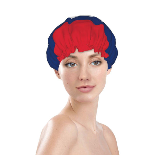 Laos Flag Prints Shower Cap Double Layer Lined Waterproof Bathing Shower Hat Beauty and Personal Care Hayyett