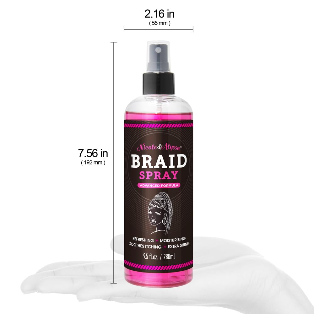 Nicole & Alyssa Braid Spray 9.5oz - for BOHO, Box & Knotless Braids, Crochet Hair Styles, Twists, Locs & Cornrows - Refreshing Moisturizing Braid Beauty & Personal Care Nicole & Alyssa
