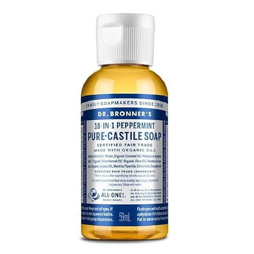 Dr. Bronner's - Pure-Castile Liquid Soap (Peppermint, Travel Size, 2 ounce) - Made with Organic Oils, 18-in-1 Uses: Face, Body, Hair, Laundry, Pets Beauty & Personal Care Dr. Bronner's