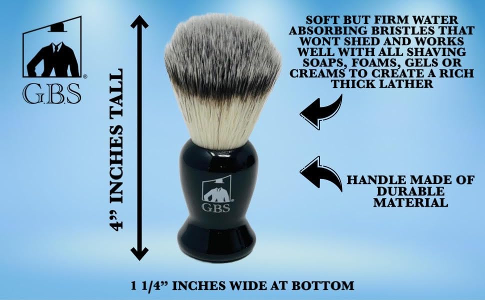 G.B.S Black Shaving Brush for Wet Shave Using Shaving Cream & Soap- Best Shave of Your Life for Safety Razor, Double Edge Razor, Straight Razor or Beauty and Personal Care G.B.S
