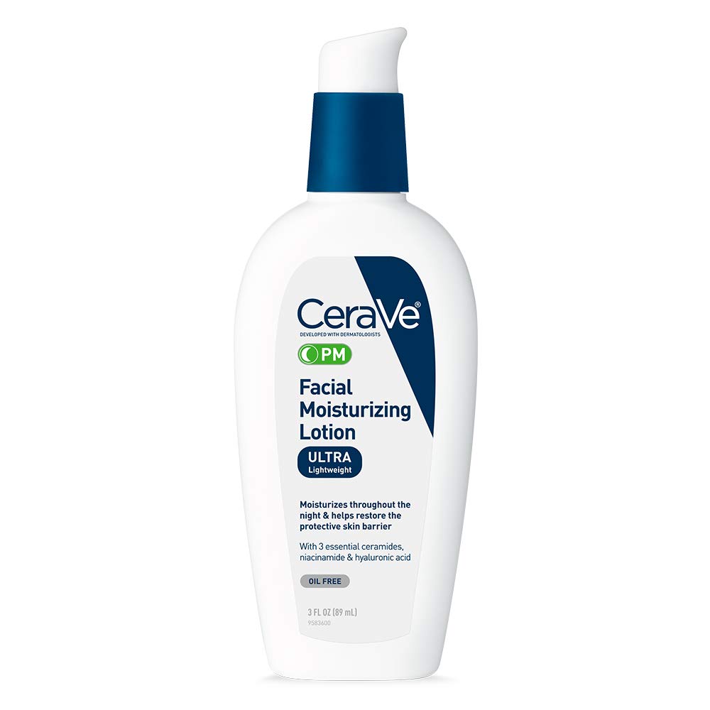 CeraVe PM Facial Moisturizing Lotion | Night Cream with Hyaluronic Acid and Niacinamide | Ultra-Lightweight, Oil-Free Moisturizer for Face | 3 Ounce Beauty & Personal Care CeraVe