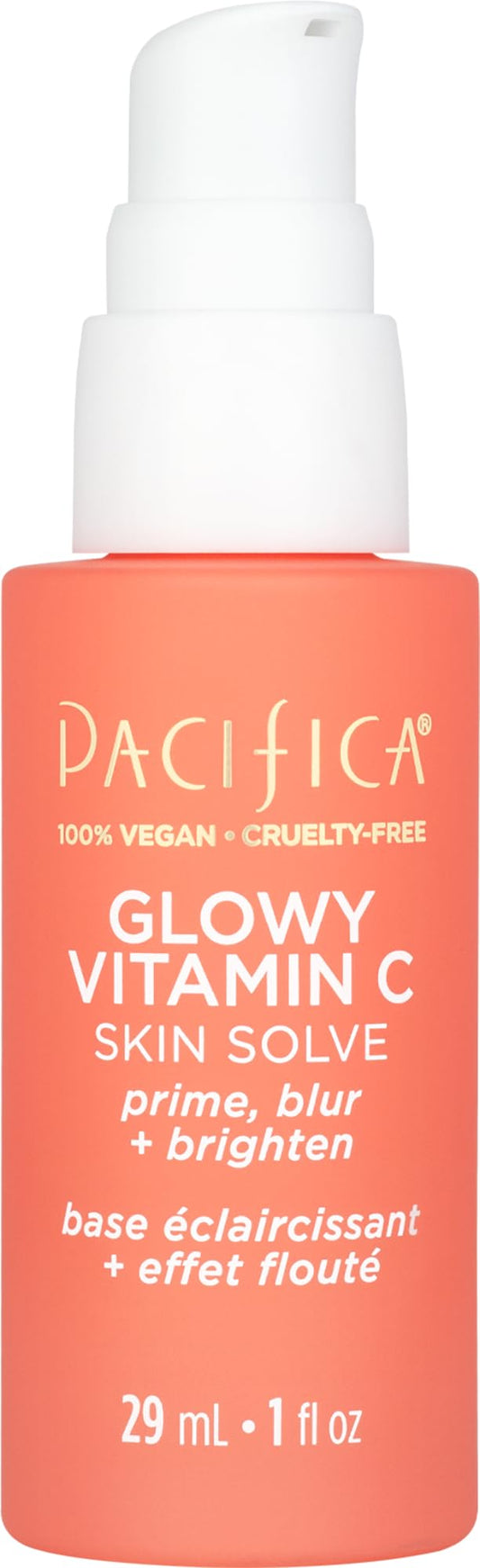 Pacifica Glowy Vitamin C Skin Solve Primer - Brightening Face Primer with Vitamin C, Kakadu Plum & Squalane, Hydrates & Illuminates, Vegan &