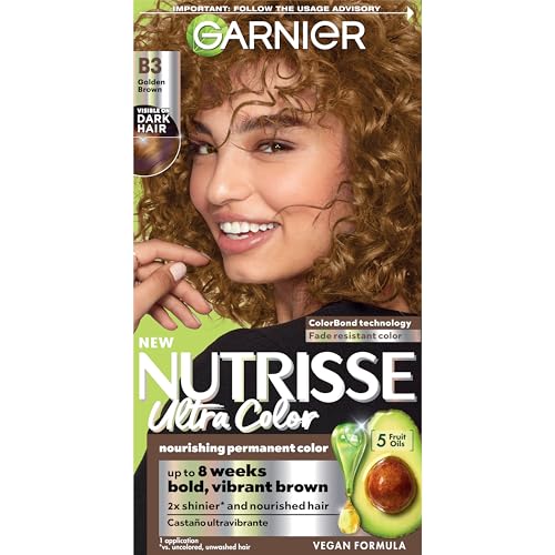 Garnier Hair Color Nutrisse Ultra Color Nourishing Creme, B3 Golden Brown (Spiced Rum) Permanent Hair Dye, 1 Count (Packaging May Vary) Beauty & Personal Care Garnier