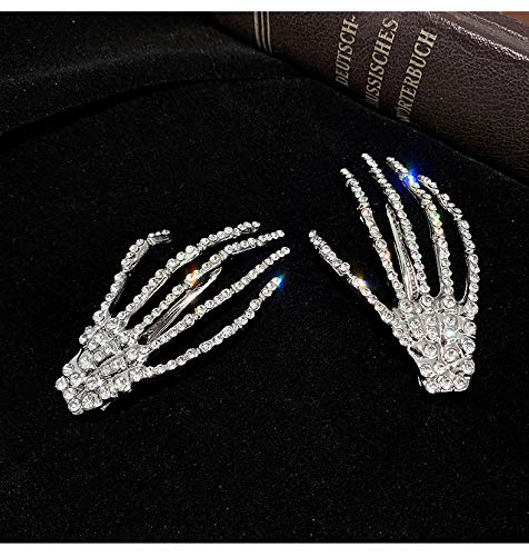Halloween Costumes Hair Clips Accessories - Rhinestone Skeleton Hand Hair Clip Bone Hair Claws Barettes Pins Birthday Christmas Party CosplayGifts Beauty & Personal Care Sisadodo