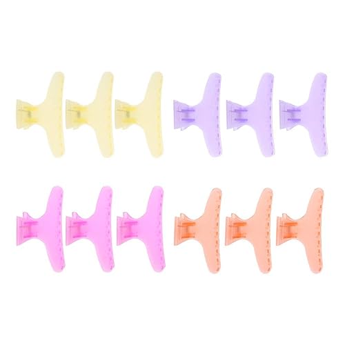 12Pcs Professional Salon Hair Claw, Butterfly Holding Hair Clip, Non-slip Butterfly Hair Clamps Chic Styling Claw Hair Clamps Salon Hair Color Perm Beauty & Personal Care Vruping