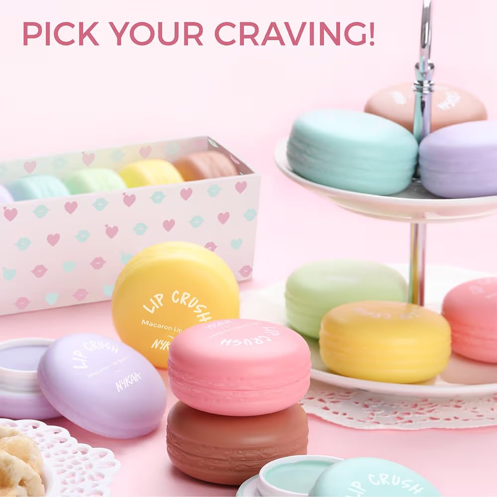 Nykaa Cosmetics Lip Crush Macaron Lip Balm - Lip Butter with Shea Butter and Sweet Almond Oil - Nourishing and Healthy Lips - 06 Strawberry - 0.28 oz Beauty and Personal Care NYKAA
