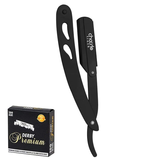 Straight Razor Stainless Steel with 100 blades Single Edge Blade Barber Shaving for Men Professional Cut Throat Reusable Razors for Beard Shaper Beauty and Personal Care ChoCho Track