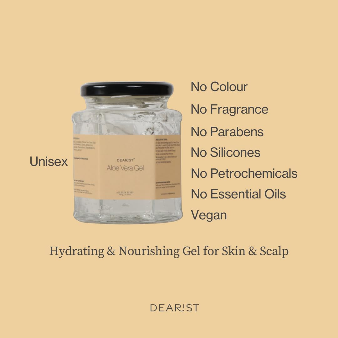 Dearist Aloe Vera Gel, Long Lasting Hydration, Suitable for All Skin And Scalp Types, 200gm Beauty & Personal Care Dearist