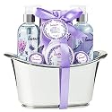 Aromatherapy Essentials Spa Set for Women in Large Silver Tub Bath Set Includes 2 Bath Bombs, Body Lotion, Bath Salts, Shower Gel, and Bubble Bath Beauty & Personal Care Freida and Joe