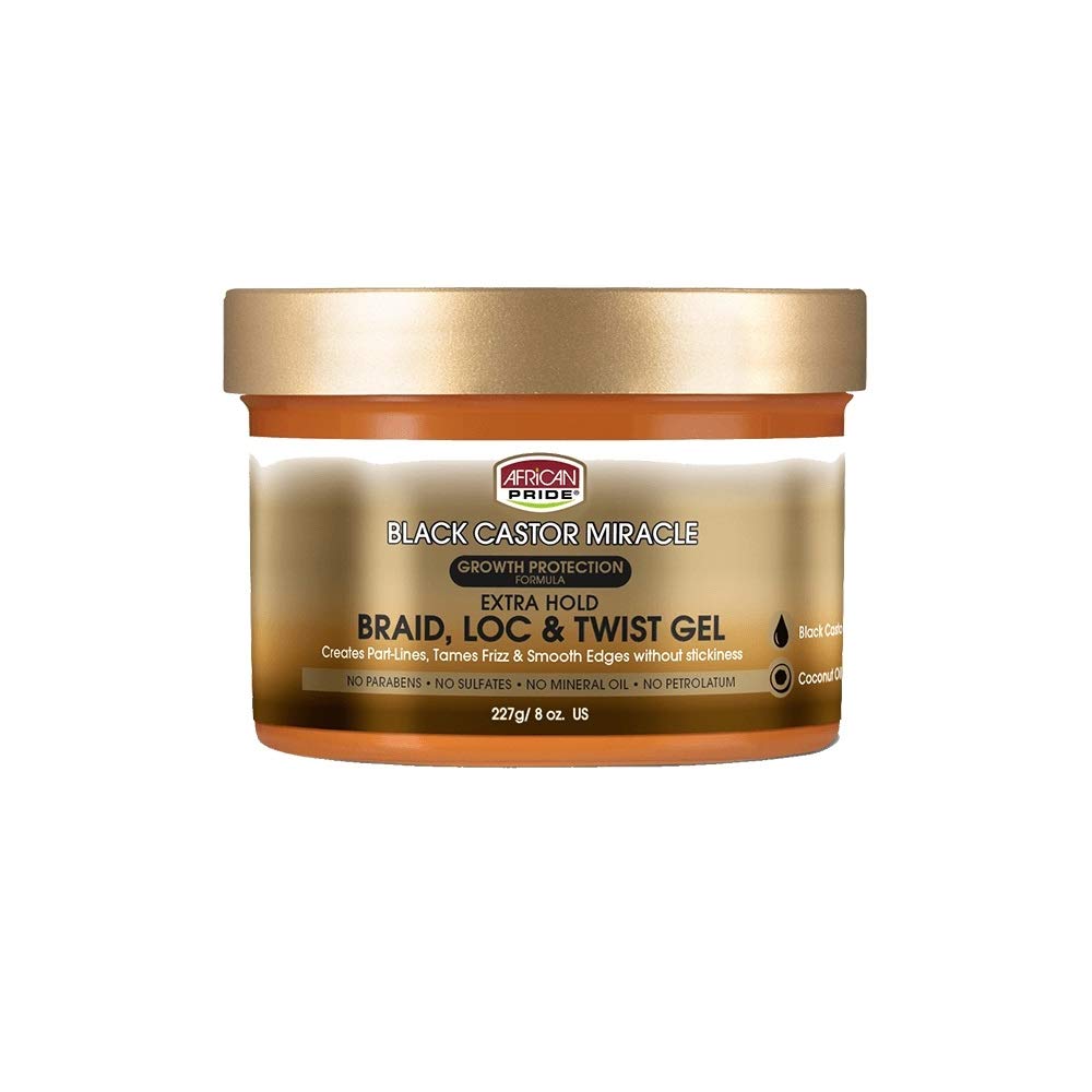 African Pride Black Castor Miracle Extra Hold Braid, Loc and Twist Gel, 8 oz Beauty & Personal Care African Pride