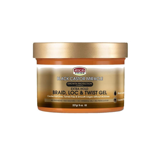 African Pride Black Castor Miracle Extra Hold Braid, Loc and Twist Gel, 8 oz Beauty & Personal Care African Pride