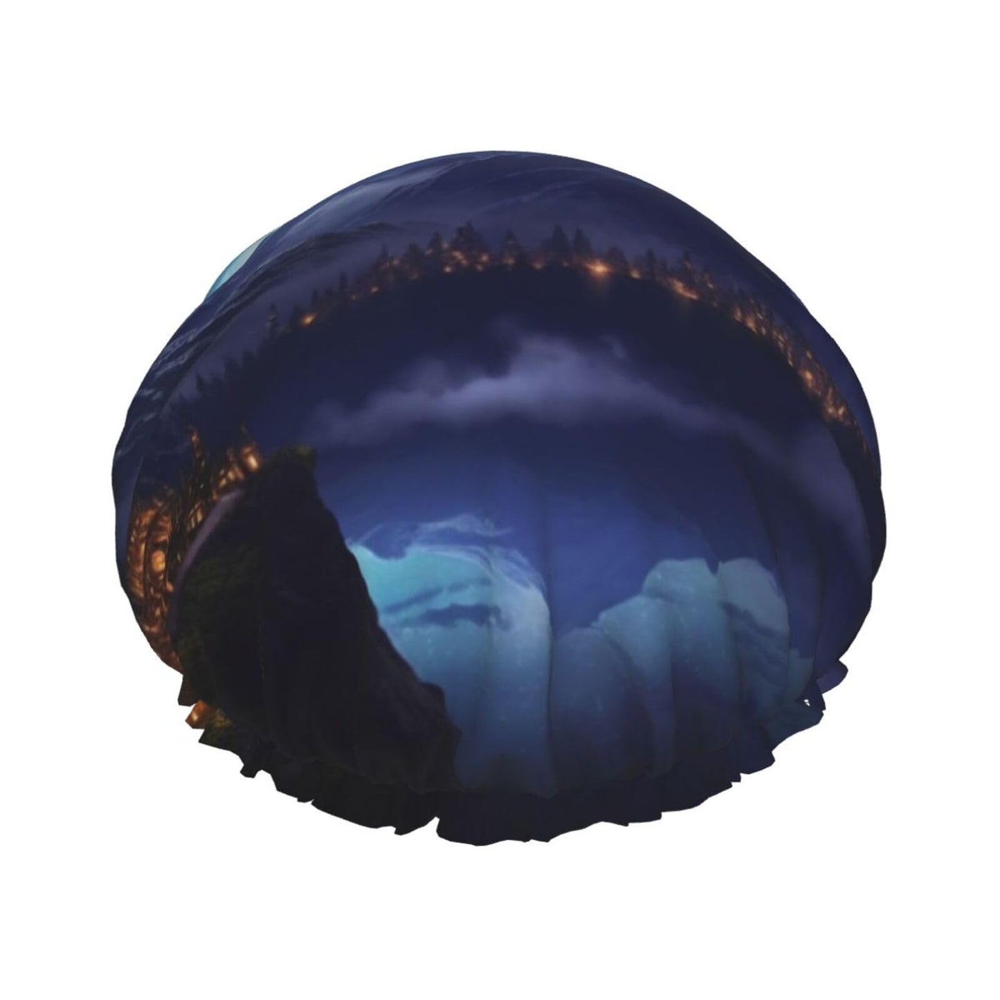 Fantasy Night Scene Shower Cap for Women Men Large Reusable Shower Bonnet Double-Layer Waterproof Bath Caps Elastic Band Hair Hat for All Hairstyles Beauty and Personal Care BWLHJKE