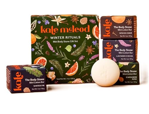 Kate McLeod Winter Rituals Mini Body Stone Gift Set ( Lavender Cocoa, Cardamom Rose, Spiced Cider, and Winter Fir) Beauty & Personal Care Kate McLeod