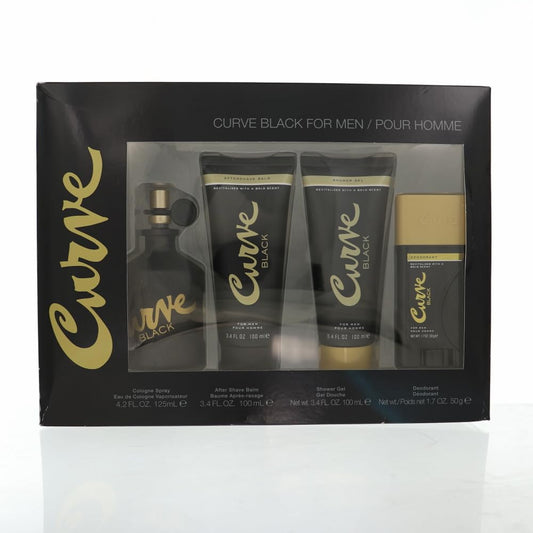 LIZ CLAIBORNE Curve Black For Men - 4 Piece Gift Set - 4.2 Oz Eau De Cologne Spray, 3.4 Oz After Shave Balm, 3.4 Oz Shower Gel, 1.7 Oz Deodorant Beauty & Personal Care Liz Claiborne