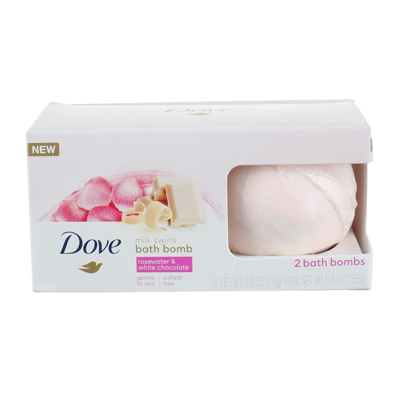 Dove Milk Swirls Bath Bombs, Rosewater & White Chocolate, 2 CT, 2.8 Oz Ea 2 CT Beauty & Personal Care CVS