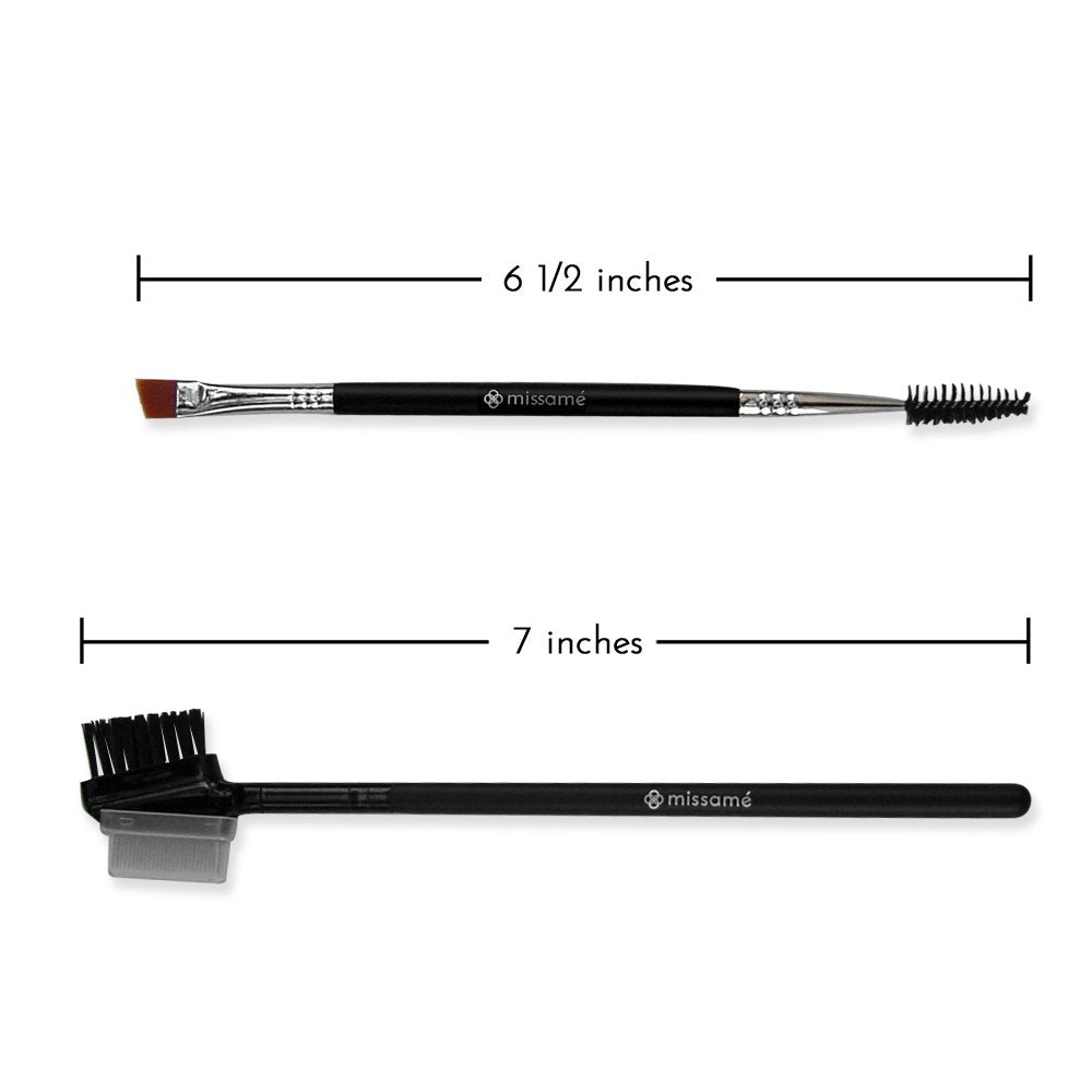 Metal Teeth Eyelash Comb and Duo End Angled Eyebrow Brush with Spoolie, Best To Define Mascara, Eye Brow Powder Makeup and Lash Extension Beauty & Personal Care Missamé