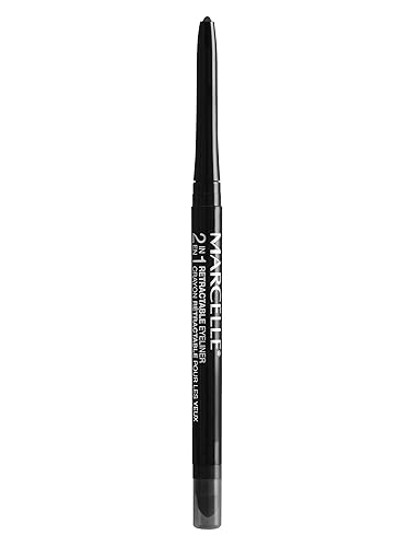 Marcelle 2-in-1 Retractable Eyeliner, Black, Waterproof, Easy-To-Smudge, Smokey Eye, Long-Lasting 12h, Fragrance-Free, Hypoallergenic, Cruelty-Free Beauty & Personal Care MARCELLE