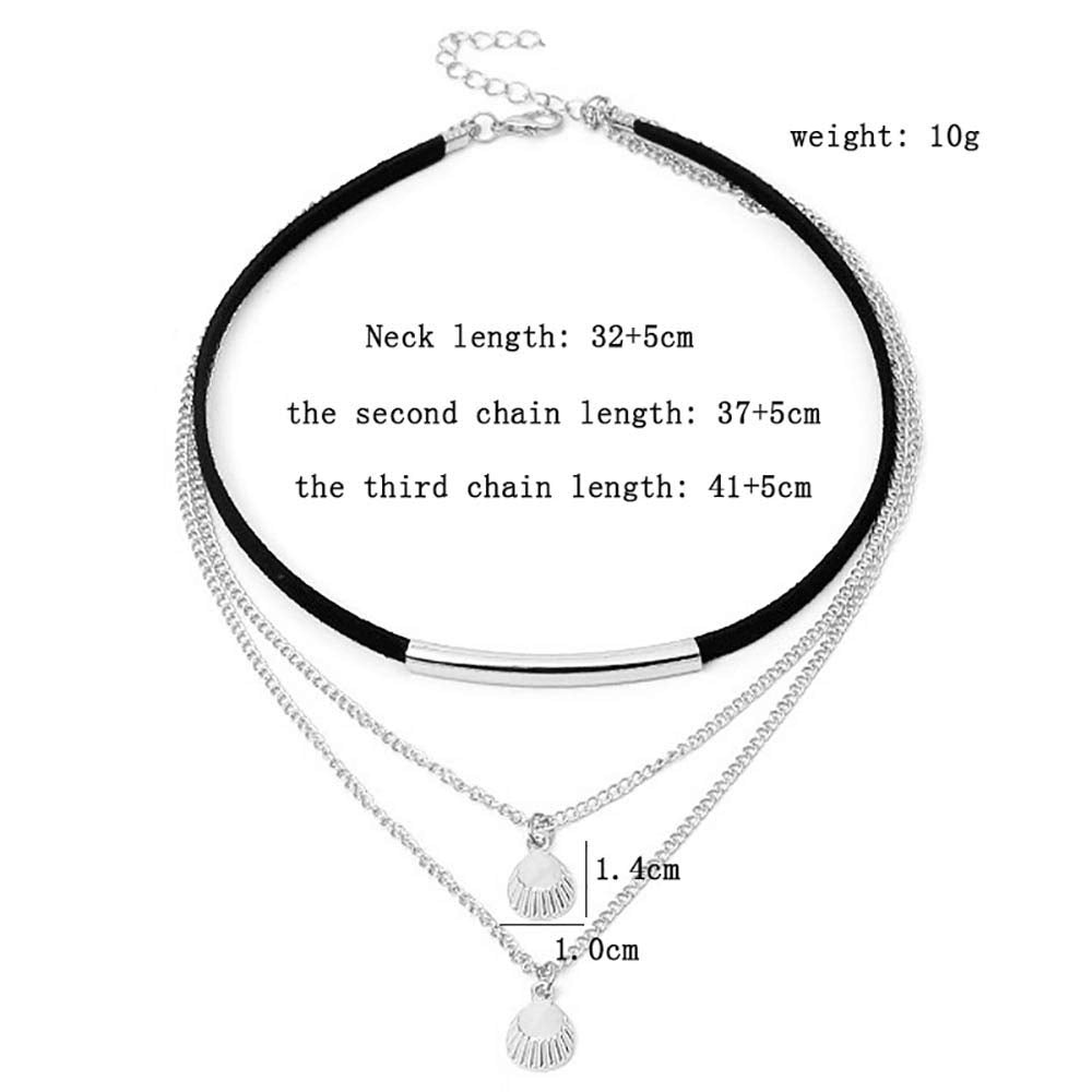 DoubleNine Cowrie Shell Silver Pendant Velvet Choker Ethnic Seashell Boho Beach Chic Women Multilayer Necklace Accessories (silver) Beauty & Personal Care Doubnine