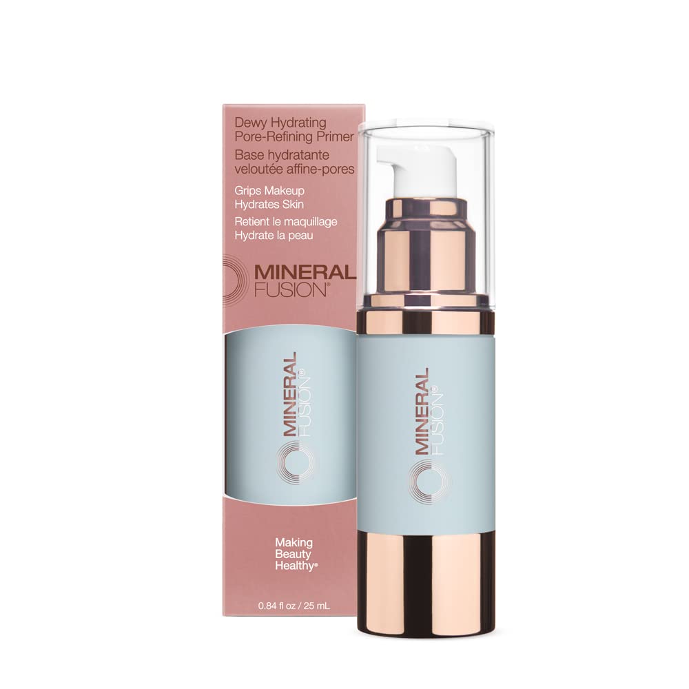 Mineral Fusion Dewy Hydrating Pore-Refining Face Primer 0.84 fl oz, Lightweight, Hydrating Primer Plumps Skin with Blue Light Protection
