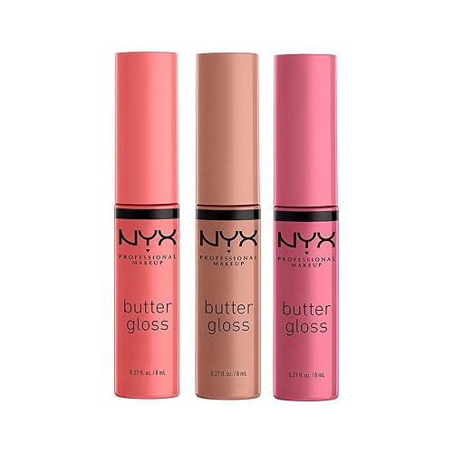 NYX PROFESSIONAL MAKEUP Butter Gloss, Non-Sticky Lip Gloss - Pack Of 3 (Angel Food Cake, Creme Brulee, Madeleine) Beauty & Personal Care NYX PROFESSIONAL MAKEUP