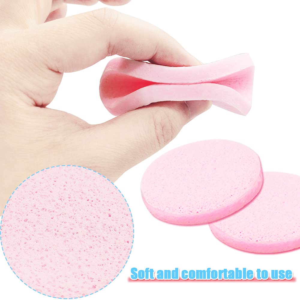 120 Pcs Facial Sponges Compressed,Face Cleansing Sponge,Makeup Removal Sponge Pads,Exfoliating Wash Round Sponge for Women,Girls,Pink Beauty & Personal Care Krgiqn