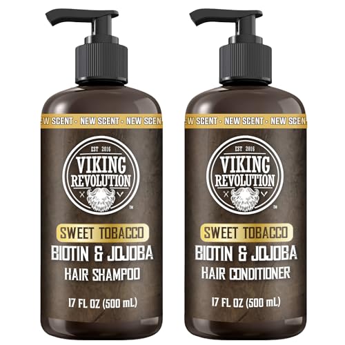 Viking Revolution Sweet Tobacco Mens Shampoo and Conditioner Set with Biotin and Jojoba Oil - Natural Hair Shampoo and Hair Conditioner for Men Beauty & Personal Care Viking Revolution
