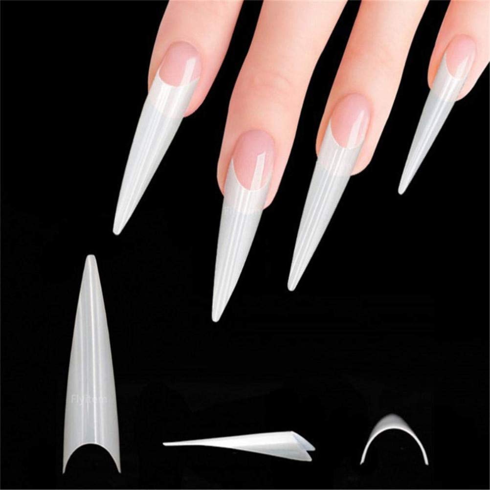 YIMART 500pcs Acrylic Medium Long Stiletto Nail Tips Easy Coffin Nails Sharp False Nail Art Tips For Nails Salon (White) Beauty & Personal Care Yimart