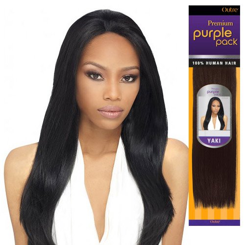 2-PACK DEALS ! Outre Human Hair Weave Premium Purple Pack Yaki (18", 1B)