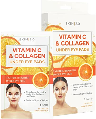 Skin 2.0 Vitamin C & Collagen Under Eye Patches - Dermatologist Tested - Brightens Dark Circles, Tightens Under Eye Area, Anti-Aging - Natural Beauty & Personal Care Skin 2.0