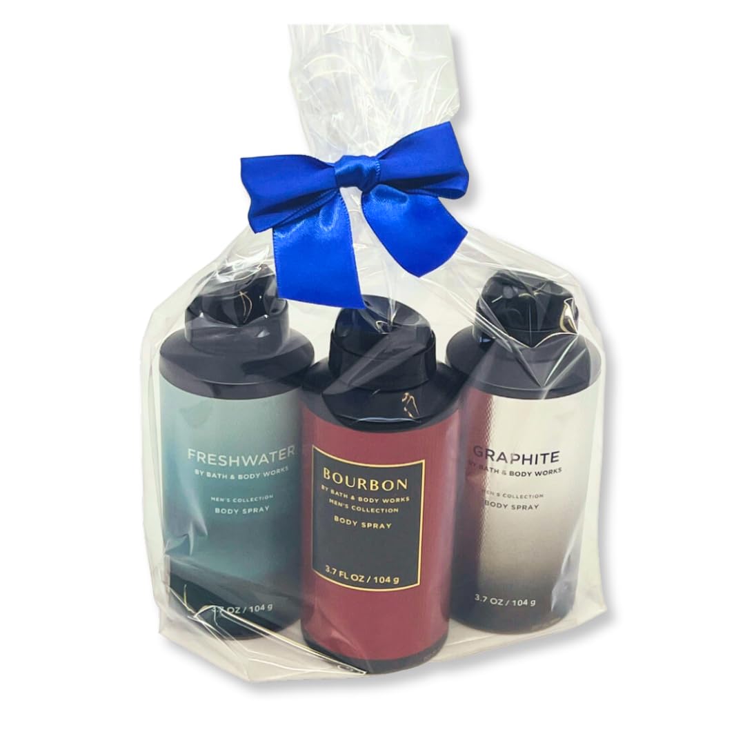 Bath and Body Works Gift Pack for Holiday Deodorizing Body Spray - Graphite, Bourbon and Freshwater 3.7oz each Beauty & Personal Care Bath & Body Works