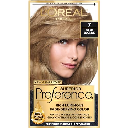 L'Oreal Paris Superior Preference Luminous Fade-Defying Permanent Hair Color, Hair Dye For Up to 9 Weeks of Radiance, Dark Blonde 7, 1 Hair Dye Kit Beauty & Personal Care L'Oreal Paris