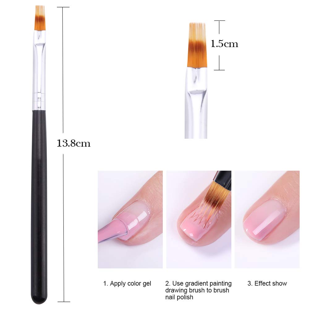 WOKOTO 3Pcs Ombre Nail Brush Set With 4 Replaceable Sponge Heads, Wooden Gel Builder Blending Nail Ombre Brush Double Head Nail Gradient Shading Beauty & Personal Care WOKOTO