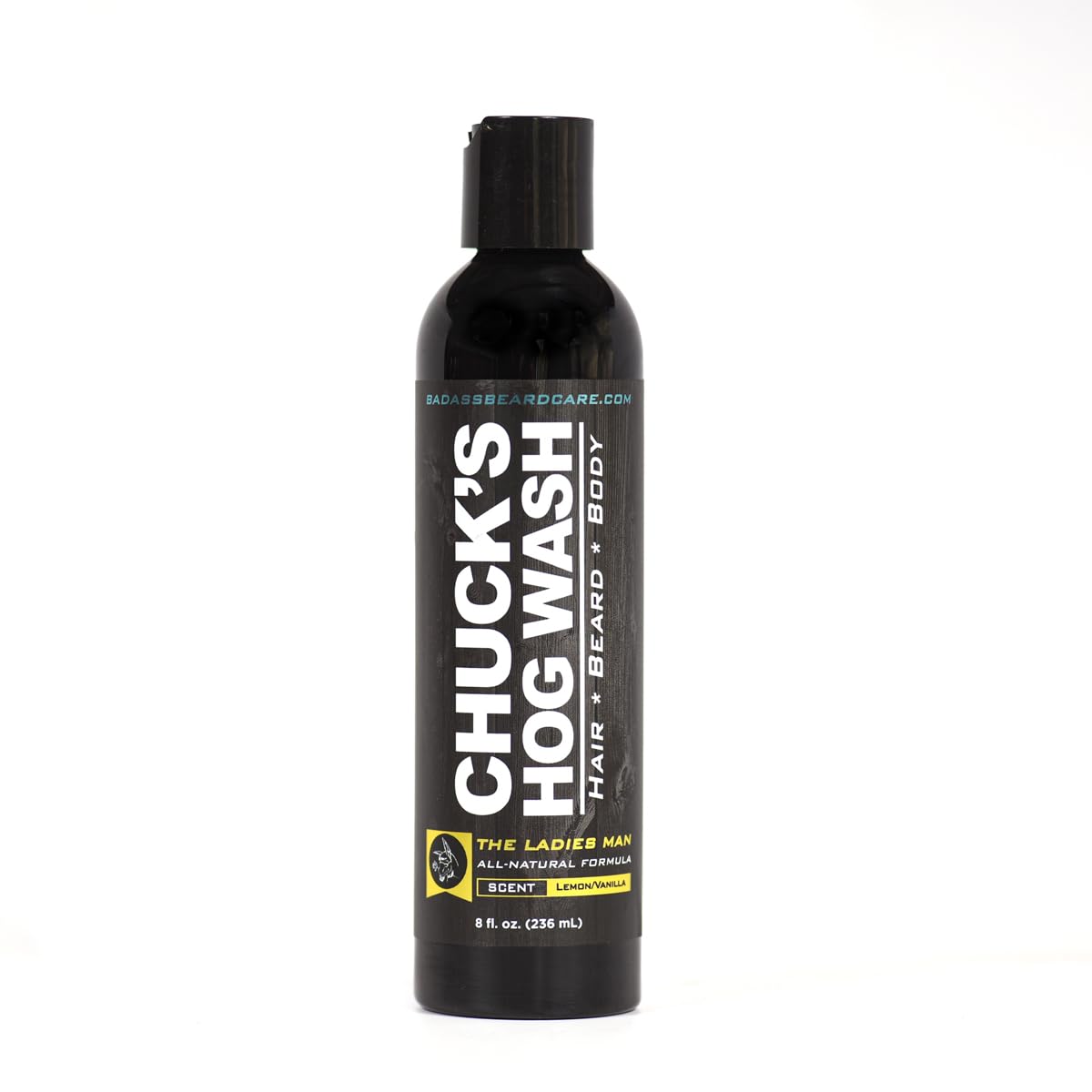Chuck's Hog Wash - All Natural Beard and Body Wash - The Ladies Man Scent, 8oz - Leaves Your Beard Softer than its Ever Been and is Suitable for Daily Beauty & Personal Care Badass Beard Care