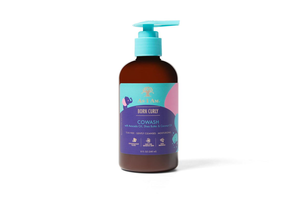 As I Am Born Curly Co-Wash for Baby & Kids 8 oz - Cleansing Conditioner with Avocado Oil, Shea Butter & Coconut Oil - Moisturizes & Detangles Curls -