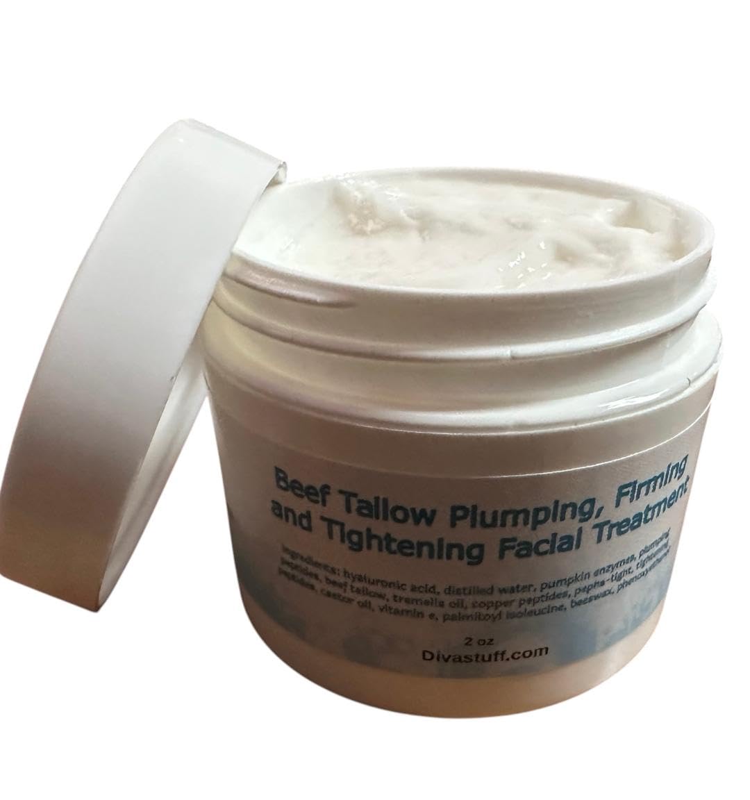 Diva Stuff New Size Beef Tallow Plumping, Firming and Tightening Facial Treatment, 2 oz, With Hyaluronic Acid Beauty & Personal Care Diva Stuff