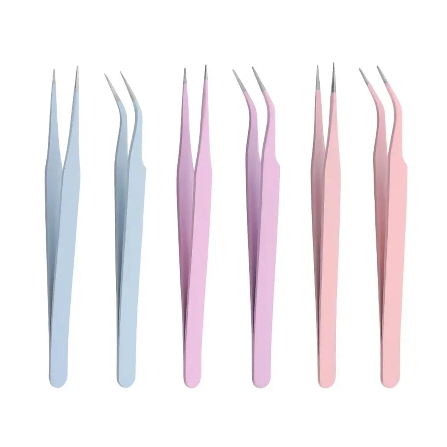 Stainless Steel Colored Straight + Curved Tweezers For Nail Art Sticker Rhinestones Picking Tool Eyelash Makeup DIY Tweezer Tool(Straight Curved 4) Beauty and Personal Care ZXYZXYZZ