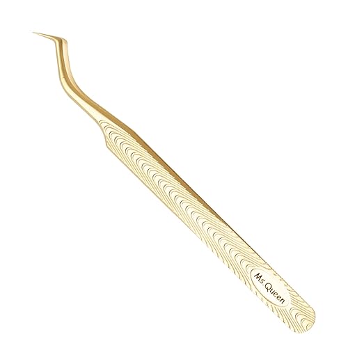 Ms.Queen Lash Tweezers for Eyelash Extension-Professional Lashing Tweezers for Mega Volume Mink Eyelashes Extensions Applying,S-Curved Beauty & Personal Care Ms.Queen
