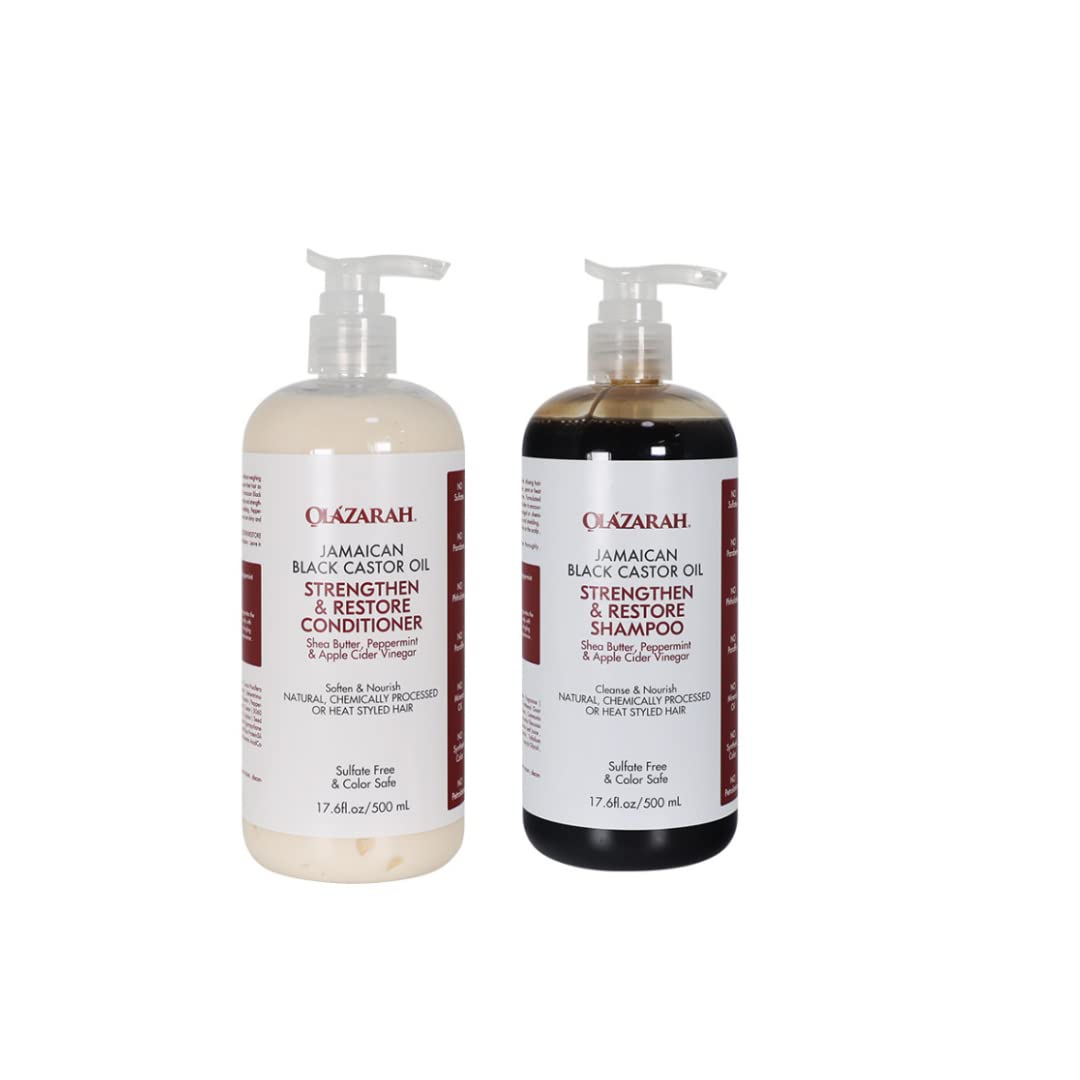 Strengthen & Restore Shampoo and Conditioner with Jamaican Black Castor Oil Frizz-Free Hair - Promotes Hair Growth & Reduces Breakage, 34 fl. oz Beauty & Personal Care OLAZARAH