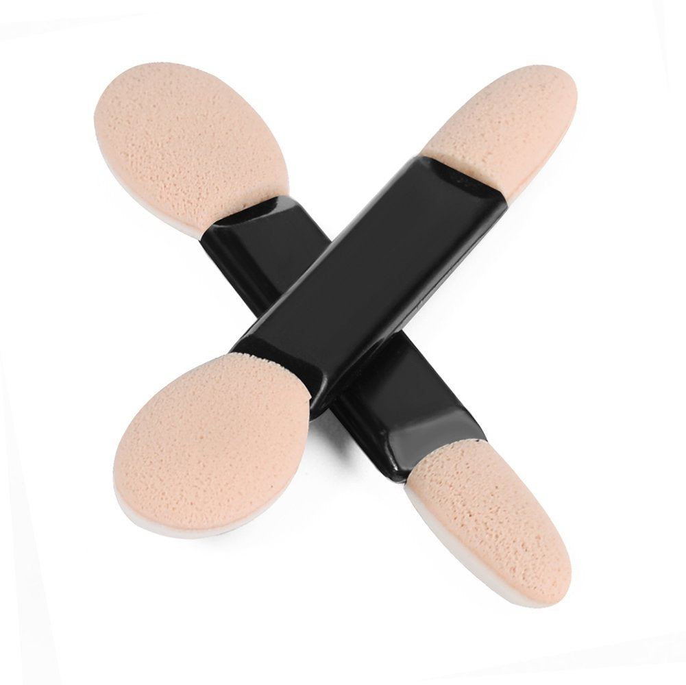 Deksias Disposable Dual Sided Eye Shadow Sponge Applicator Oval Tipped Eyeshadow Brushes Makeup Tool (50PCS, Beige white) Beauty & Personal Care Deksias