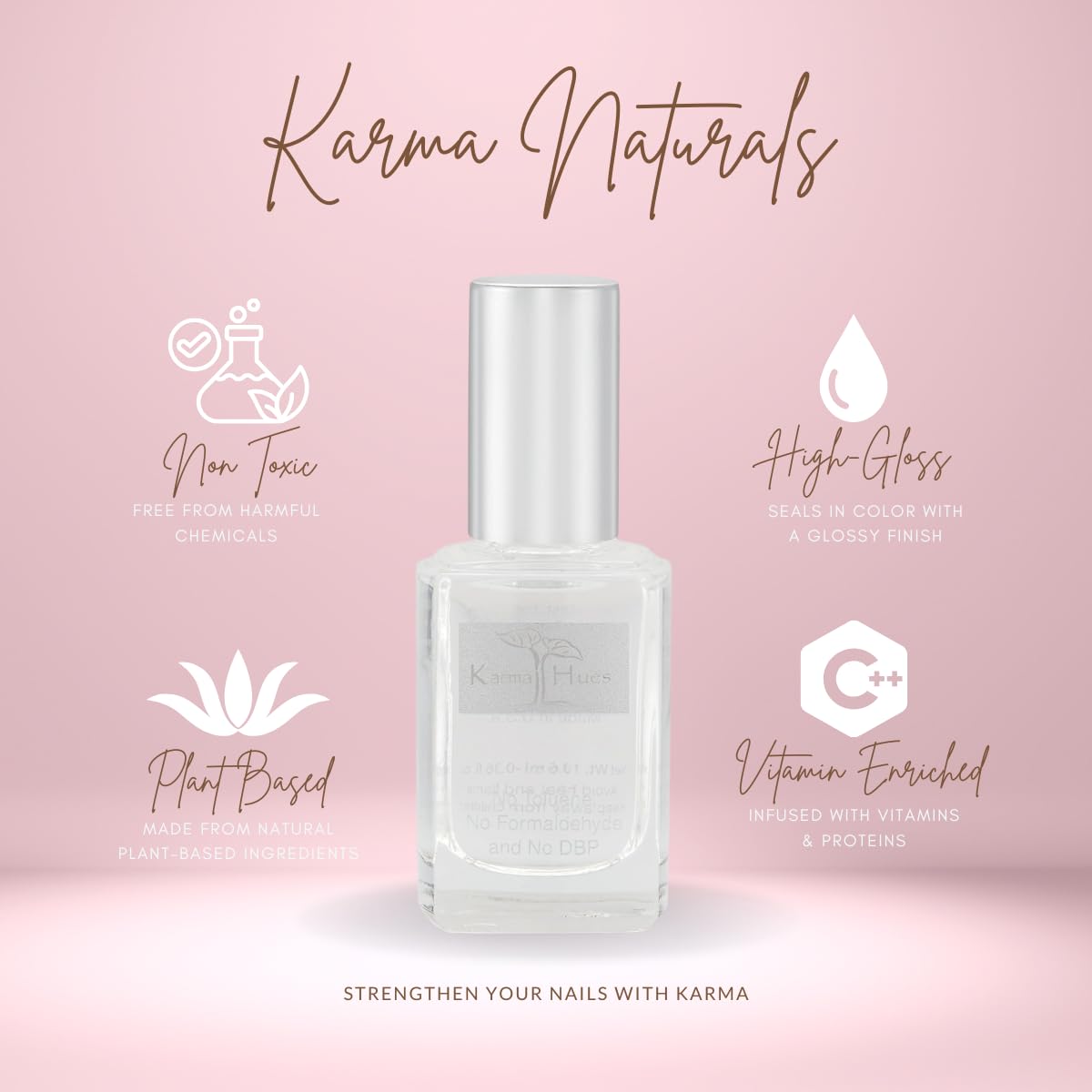 karma organic Base Coat and Top Coat 2 in 1 Nail Polish, Dip Powder & Polygel Base activator, Long Lasting Clear Nail Enamel, Nail Polish Strengthener Beauty & Personal Care karma organic