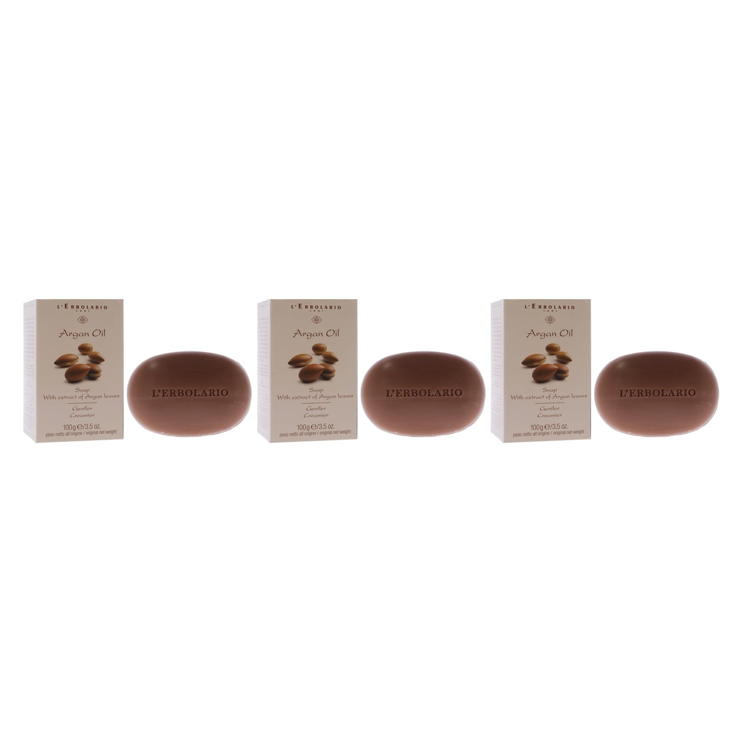 Soap - Argan Oil - Pack of 3 by LErbolario for Unisex - 3.5 oz Soap Beauty & Personal Care L'Erbolario